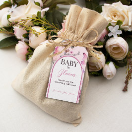 Butterfly Rosa Baby i Bloom Girl Baby Shower Presentetikett