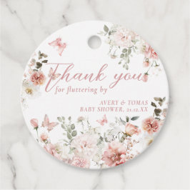 Butterfly Rosa Blommigt Baby Shower flödar med Gåvor Etiketter