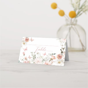Butterfly Rosa Blommigt Baby Shower flödar med Placeringskort