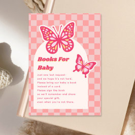 Butterfly Rosa Bokar for Baby Shower Tilläggskort