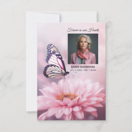 Butterfly Rosa Daisy Flower Funeral PROGRAMPhoto Tack Kort