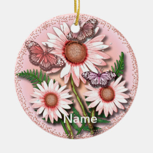 Butterfly Rosa Daisy Ornament