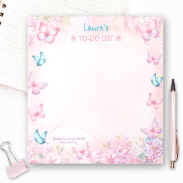 Butterfly Rosa Lila Blommigt Namn to do List Anteckningsblock