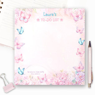 Butterfly Rosa Lila Blommigt Namn to do List Anteckningsblock