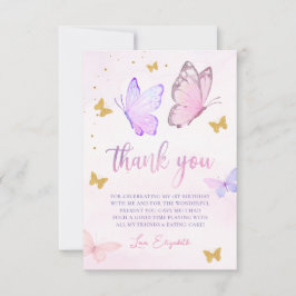 Butterfly Rosa Lila Guld Girl Girl Girl Födelsedag Tack Kort