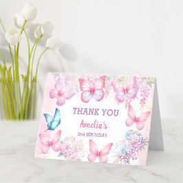 Butterfly Rosa Lila Pastel Summer Girl Birthday Tack Kort