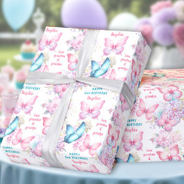 Butterfly Rosa Lila Sommardag Namn Presentpapper