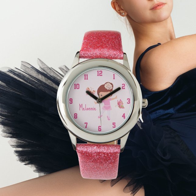 Butterfly Rosa Modern Boho Ballerina Armbandsur (Butterfly Pink Modern Boho Ballerina Watch)