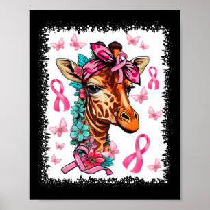 Butterfly Rosa Ribbon Blommigt Breast Cancer Aware Poster