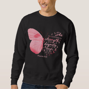Butterfly Rosa Ribbon Breast Cancer Religiösa Wome Lång Ärmad Tröja