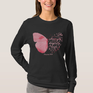Butterfly Rosa Ribbon Breast Cancer Religiösa Wome T Shirt