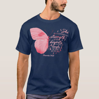 Butterfly Rosa Ribbon Breast Cancer Religiösa Wome T Shirt