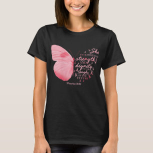 Butterfly Rosa Ribbon Breast Cancer Religiösa Wome T Shirt