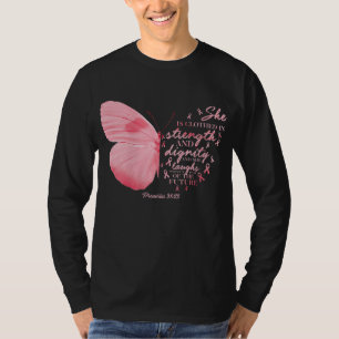 Butterfly Rosa Ribbon Breast Cancer Religiösa Wome T Shirt
