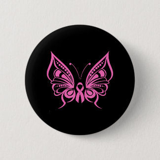 Butterfly Rosa Ribbon Cute Breast Cancer Knapp