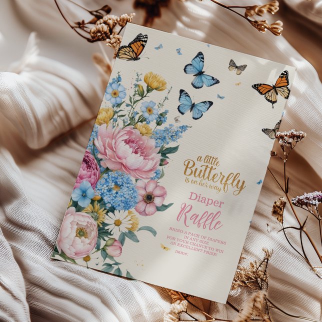 Butterfly Rosa ros Garden Girl Diapper Raffle Tilläggskort (Skapare uppladdad)