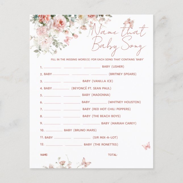 Butterfly Rosa What's on Your Mobil Baby Shower (Framsida)