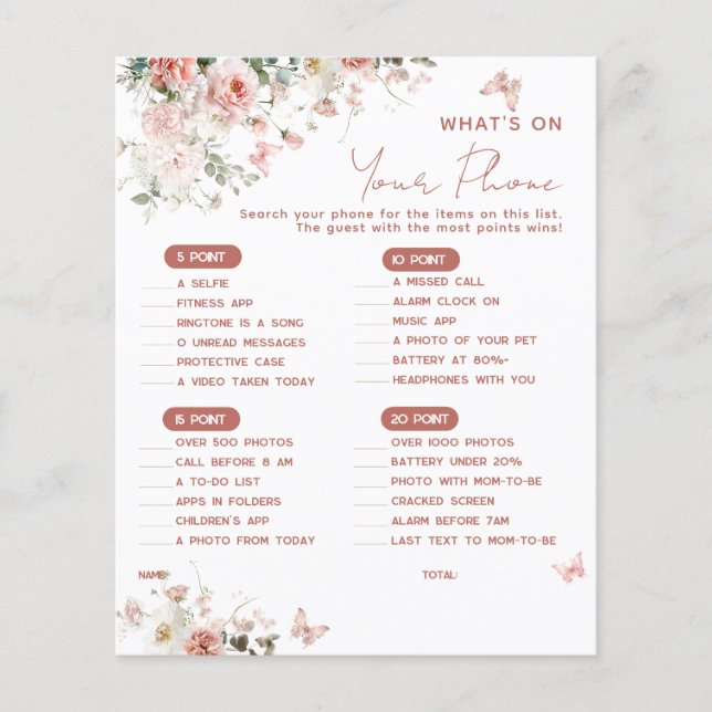 Butterfly Rosa What's on Your Mobil Baby Shower (Framsida)