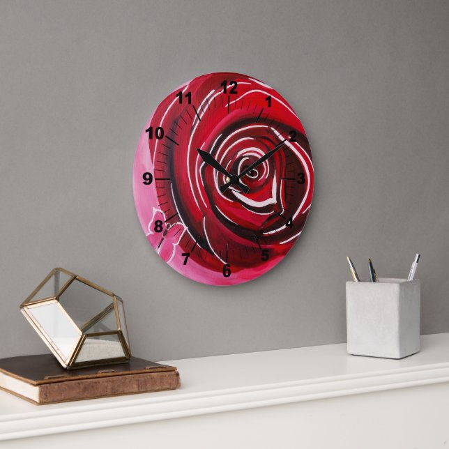Butterfly Rose Painting by Alfred Fox Stor Klocka (Kontor)