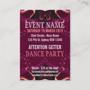 Butterfly Rosett band Event Party Mini Flyer Visitkort
