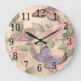 Butterfly Round Clock Stor Klocka