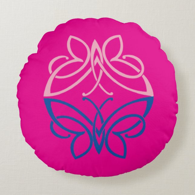 Butterfly Round Pillow Rund Kudde (Framsidan)