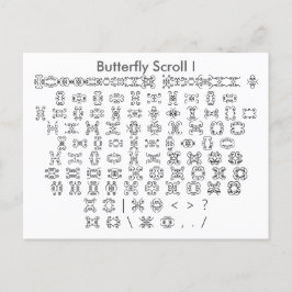 Butterfly Rulla I Zazzle Font Sampler med Guide Vykort