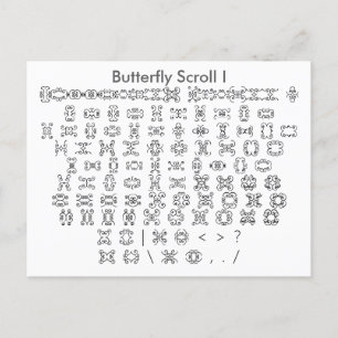 Butterfly Rulla I Zazzle Font Sampler med Guide Vykort
