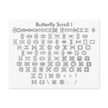 Butterfly Rulla I Zazzle Font Sampler med Guide