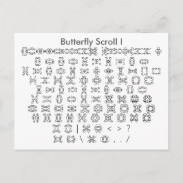 Butterfly Rulla I Zazzle Font Sampler med Guide Vykort