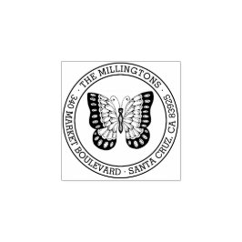 Butterfly | Runda familjens Namn Returadress Stämpel