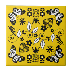 Butterfly Scandinavian folkart Kakelplatta