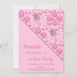 Butterfly Seahorse Anpassningsbar Sea Party Rosa Inbjudningar