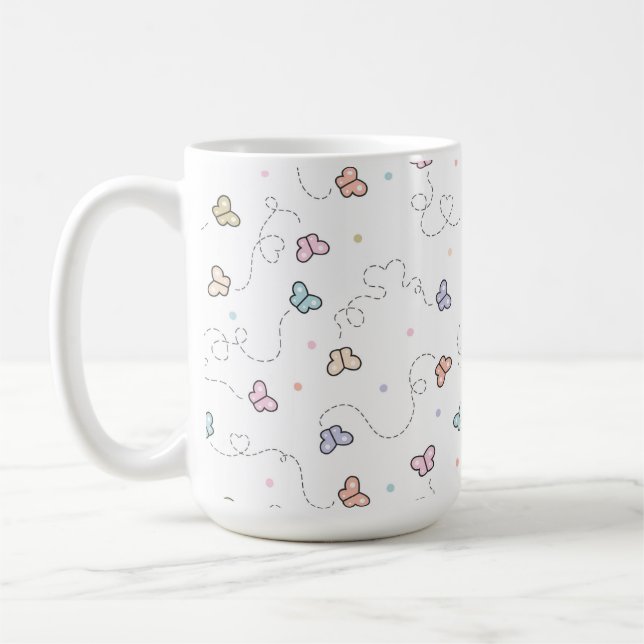 Butterfly Seamless Mönster Kaffemugg (Vänster)