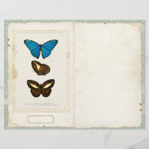 Butterfly-segmentet Journal Page Front/Back Vintag