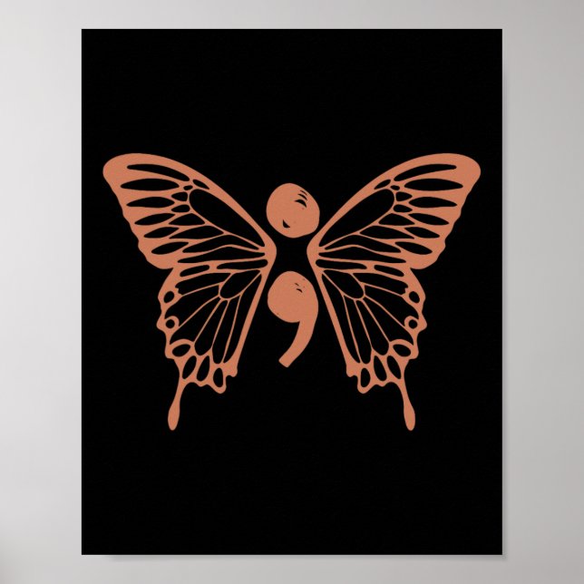 Butterfly Semicolon 988 Suicide Prevention Awarene Poster (Framsidan)