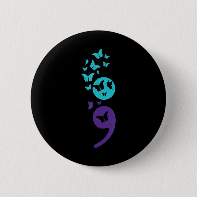 Butterfly Semicolon Suicide Awareness Mental Healt Knapp (Framsida)