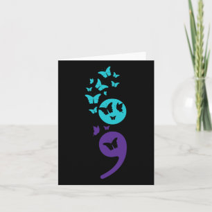 Butterfly Semicolon Suicide Awareness Mental Healt Kort