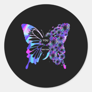 Butterfly Semicolon Suicide Awareness Mental Healt Runt Klistermärke