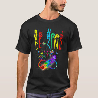 Butterfly Sign Language Butterfly Autism Be Kind T Shirt