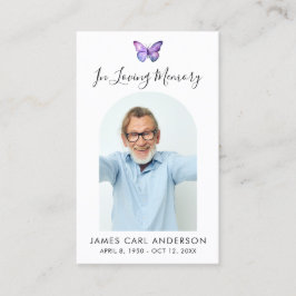 Butterfly Simple Photo Arch Memorial Prayer Card Visitkort