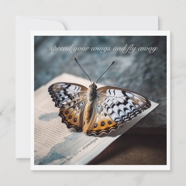 Butterfly sitta på öppet bok, anpassade (Framsida)