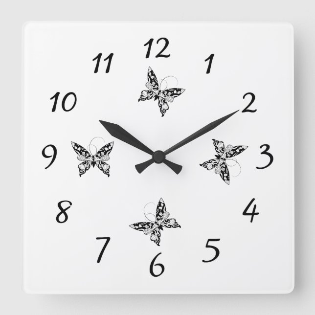 Butterfly - Skapa din egen (CYO) - Kids Clock Fyrkantig Klocka (Framsida)