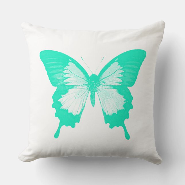 Butterfly sketch, akvamarine kudde (Framsida)