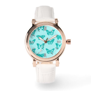 Butterfly sketch, aqua och turkos armbandsur