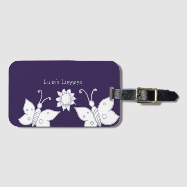 Butterfly Sketch Luggage Tag Bagagebricka (Framsida horisontal)