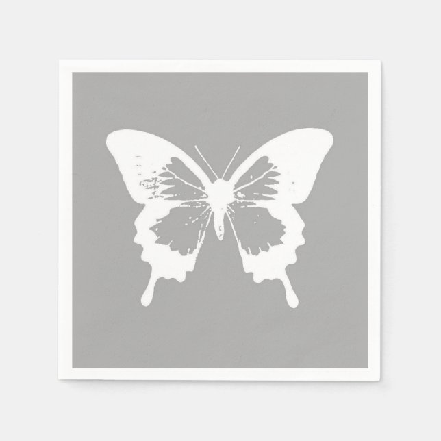 Butterfly sketch, silver grått och vit pappersservett (Framsidan)