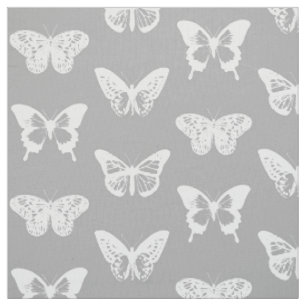 Butterfly sketch, silver grått och vit tyg