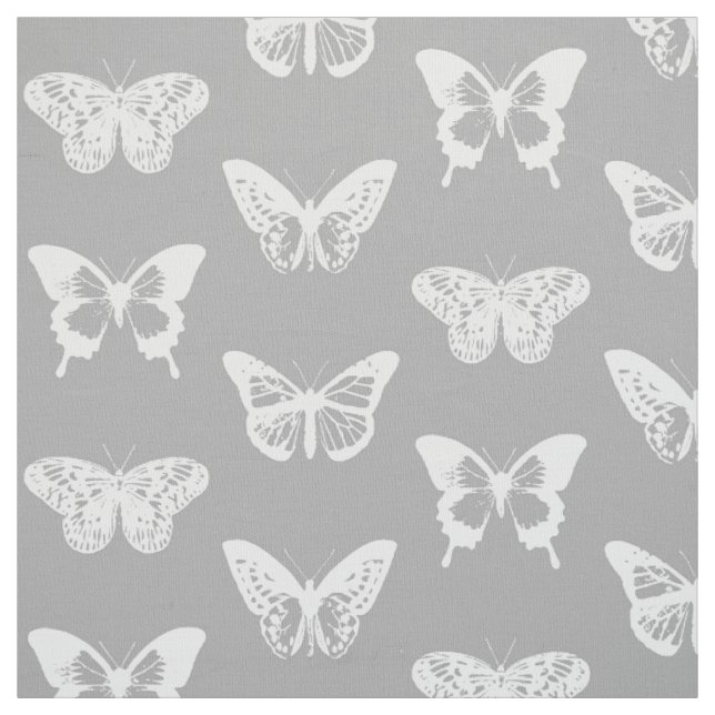 Butterfly sketch, silver grått och vit tyg (Provkarta)
