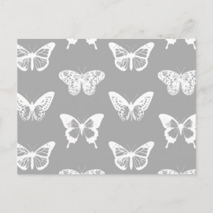 Butterfly sketch, silver grått och vit vykort